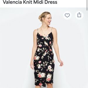 Black Floral Knit Midi Dress